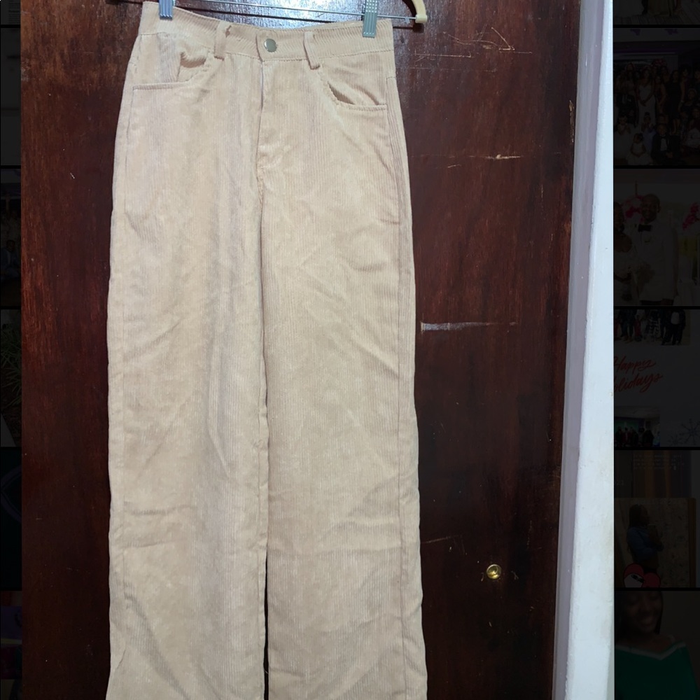 Beige wide leg pants